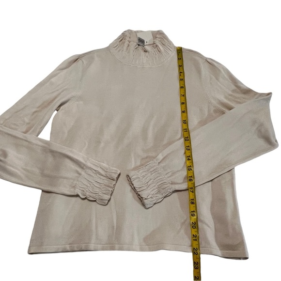White + Warren Silk Blend Mock Neck Pullover Longsleeve Top Cream Medium - Picture 11 of 16